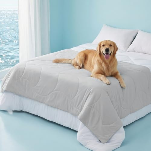 ZOMISIA Premium Cooling Dog Blanket for Bed - Q-MAX>0.5 Breathable Washable Dog Cooling Mat, Travel Soft Pet Summer Essentials, Grey, 60"x80" - color: Grey, size: Twin(60x80")