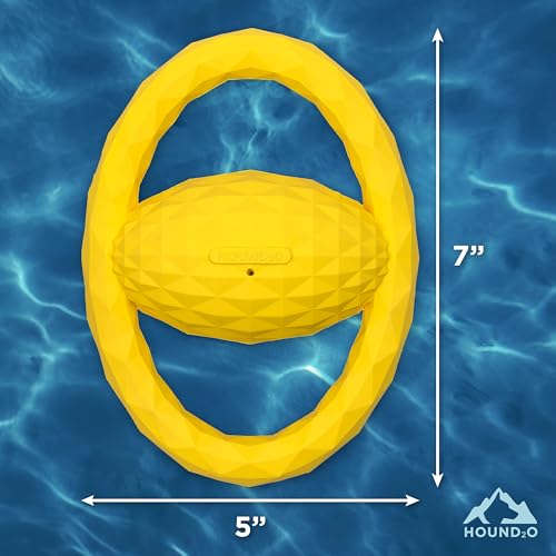 Playology HOUND2O Dog Toys | Squeaky Tug Ball Floating Outdoor Toy for Dogs | Bright Yellow Dog Ball for Tug of War and Fetch - color: Yellow