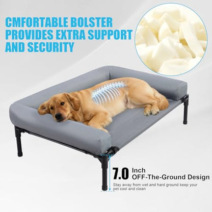 34'' Cooling Elevated Dog Bed with Pillow,Outdoor Indoor Raised Dogs Bed with Four Ice Pack, Breathable Dog Cot Beds with Teslin Small Medium Size Dogs,Outdoor Pet Hammock Bed, Outside Pet Beds(Small) - size: Small(34.3"L x 21.8"W x 7"Th)