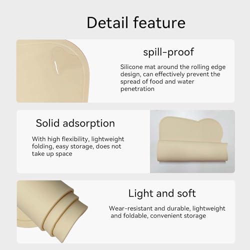 Silicone Waterproof Dog Cat Pet Feeding Mats,Anti Slip Pet Bowl Mats, BPA Free Silicone Pete Feeding Mat Bear Pattern 16In x 12In(Beige) - color: beige