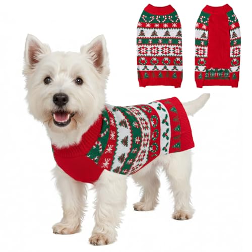 LUBOT NEW Ugly Christmas Sweaters for Puppy Cute Funny Wintertime and Holiday Parties Knitted Pullover Sweater Santa Small Dog Red Gift Small - color: Red Gift, size: Small