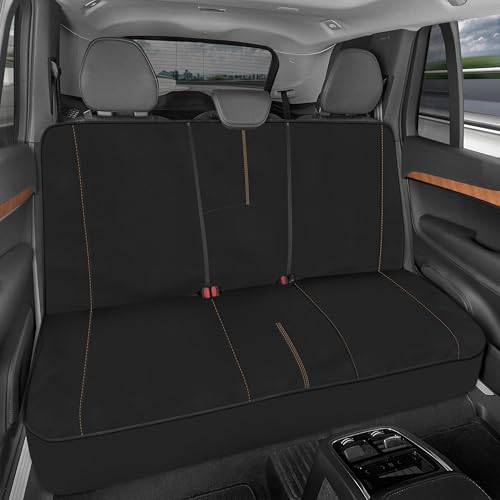 Motor Trend SpillGuard Waterproof Rear Bench Car Seat Cover, Beige Stitching – Split Bench Rear Seat Protector with Neoprene Padding, Back Seat Cover for Kids & Dogs, Car Interior Covers - color: Beige Stitching, size: Back Seat Cover