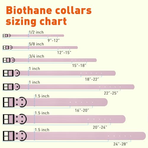 Dogline Biothane Waterproof Dog Collar Strong Coated Nylon Webbing with Black Hardware Odor- Proof for Easy Care Easy to Clean High Performance Fits Small Medium or Large Dogs, Pastel Purple