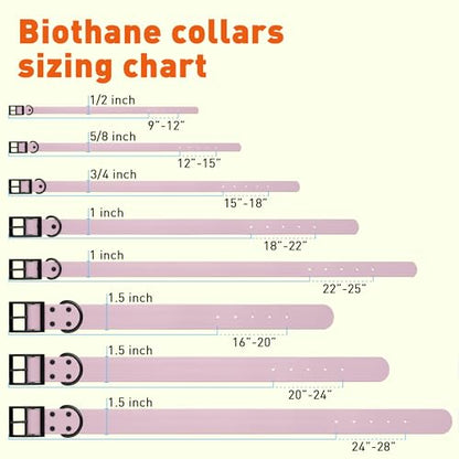 Dogline Biothane Waterproof Dog Collar Strong Coated Nylon Webbing with Black Hardware Odor- Proof for Easy Care Easy to Clean High Performance Fits Small Medium or Large Dogs, Pastel Purple