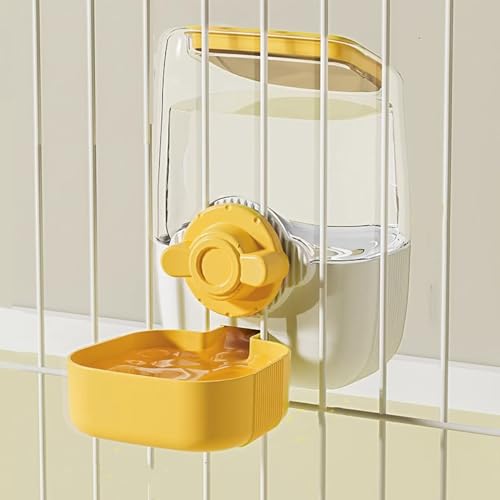 Pet Dog Cat Hanging Automatic Feeders Drinking Bowls, Auto Gravity Rabbits Feeder No Drip Water Set, Cage Pet Feeding Bowls Dispenser for Cats Dogs Puppy, Rabbit (Yellow) - color: Yellow