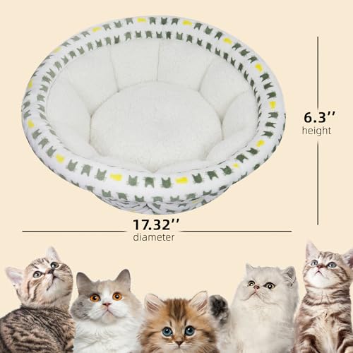 AIWIKIDE Super Soft Small Dog & Cat Bed, Anti-Anxiety Puppy Cuddler, Cozy Round Fluffy Plush Pet Bed, Machine Washable Faux Fur Donut Cuddler - color: Beige