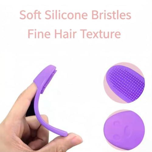 3-Pack Silicone Finger Toothbrush, with Soft Mane and Smiling Face Design, Easy to Grip Finger Toothbrush for Small Dogs and Cats (Pink, Blue, Purple)