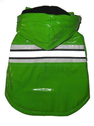 Pet Life ® Reflecta-Glow Multi-Adjusting Reflective Year-Round Fleece Reversed PVC Pet Jacket Waterproof Dog Raincoat with Removable Hood - color: Lime Green, size: X-Large