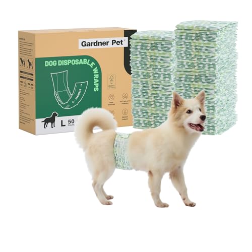 Gardner Pet Male Dog Diapers Disposable 50 Ct, Male Dog Wraps with Wetness Indicator & Flashdry Gel Technology, Dog Diapers Male for Puppy Training, Marking, Incontinence, Travel - Medium - size: M-50ct (16-20" Waist)