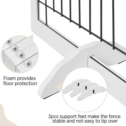 Topeakmart Extra Wide Pet Gate 6 Panels Freestanding Dog Gate for Doorway Stairs Dog Fence with 3 Support Feet, White