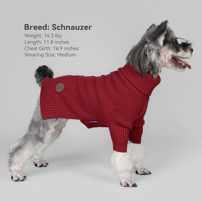 cyeollo Dog Sweater Pullover Turtleneck for Dogs Girl, Classic Knitwear Fall Winter Cold Weather Pet Clothes Warm Pet Apparel Small Medium Large Dog Sweaters, Burgundy M - color: Burgundy, size: Medium