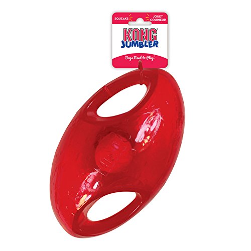KONG Jumbler Football - Interactive Dog Toy for Dog & Puppy Playtime - Fetch Toy with Tennis Ball - Dog Supplies for Engaging Play (Large/Extra Large)