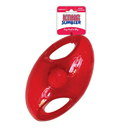 KONG Jumbler Football - Interactive Dog Toy for Dog & Puppy Playtime - Fetch Toy with Tennis Ball - Dog Supplies for Engaging Play (Large/Extra Large)