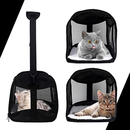 Cat Carrying Case - Pet Carrier Airline Approved, Protable and Breathable Pet Travel Carrier Removable Fleece Pad, Collapsible Cat Carrier Dog Carrier for Medium Cats Small Cats Dogs (X-Large, Black) - color: black, size: 20.0"L x 13.0"W x 13.0"H