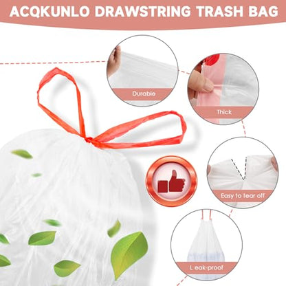 6 Gallon Trash Bags Drawstring Unscented - White Medium Kitchen Garbage Bags Plastic 125 Count 22.5 Liter Recycling Office Bathroom Waste Basket Liners Strong Thick Bulk Magesh - color: Drawstring-6Gal125