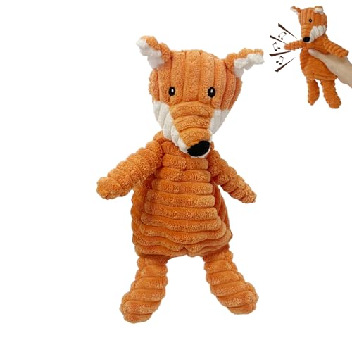 Dog Toy Body Limbs No Stuffing Head Filling Animal Appearance with Soft Squeaker,for Indoor Puppies and Senior Pups Chew and Play(Fox)