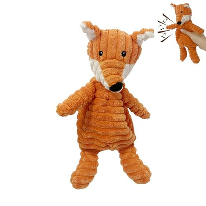 Dog Toy Body Limbs No Stuffing Head Filling Animal Appearance with Soft Squeaker,for Indoor Puppies and Senior Pups Chew and Play(Fox)
