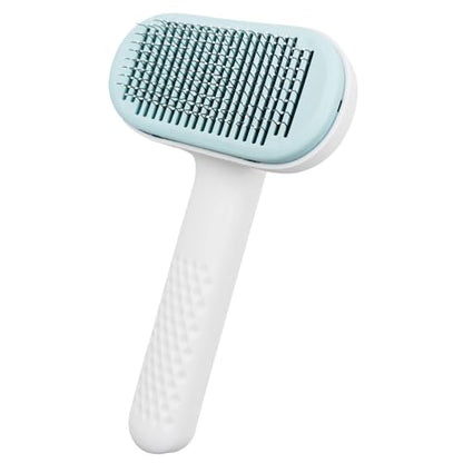 Self Cleaning Slicker Brush for Dogs & Cats - Deshedding Brush with Adjustable Release Button, Gentle Massaging Grooming Tool for Long & Short Haired Pets