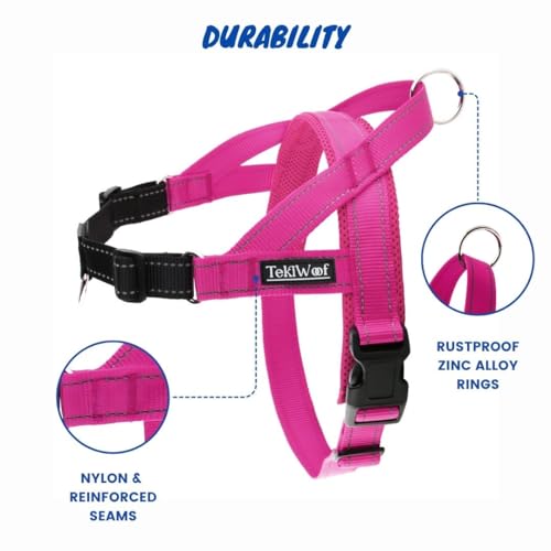 No Pull Dog Harness with Handle, Rear & Front Clip, Adjustable, Easy On/Off, Reflective, Lightweight & Mesh Padded, No Choke. Dog Harness Small Sized Dog (Pink-Black, Small) - color: Pink-Black, size: Small
