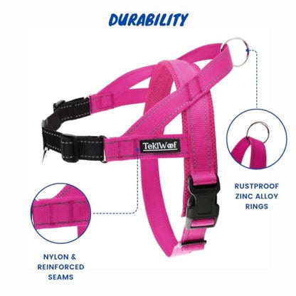 No Pull Dog Harness with Handle, Rear & Front Clip, Adjustable, Easy On/Off, Reflective, Lightweight & Mesh Padded, No Choke. Dog Harness Small Sized Dog (Pink-Black, Small) - color: Pink-Black, size: Small