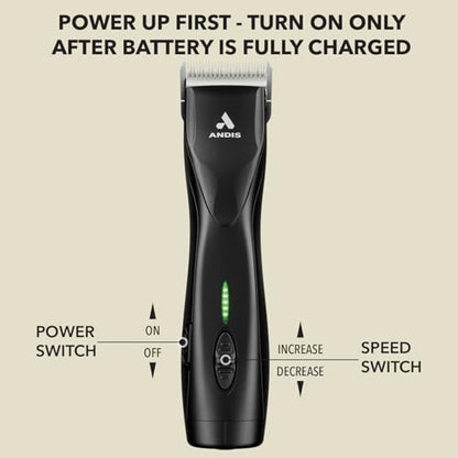 Andis 79170 Pulse Zr II 5-Speed Detachable Blade Clipper, Cordless Animal/Dog Grooming, Removable Lithium Ion Battery, LED Charge Light, Black - color: Black