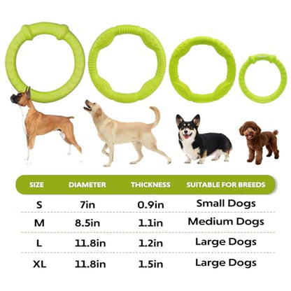 LaRoo Dog Toys for Medium/Large Dogs, Floatable Dog Flying Discs 3 Sizes Pool Toy, Interactive and Tug of War Ring Toy, Funny Fetch Teething Toys (Green, 11.8“) - color: Green, size: Large