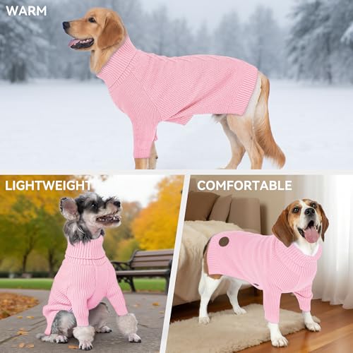 cyeollo Small Dog Sweater with Long Sleeves, Warm Turtleneck Knitwear Dog Clothes Girl Puppy Sweaters for Small Dogs Cats Apparel, Pink, S - color: Pink, size: Small