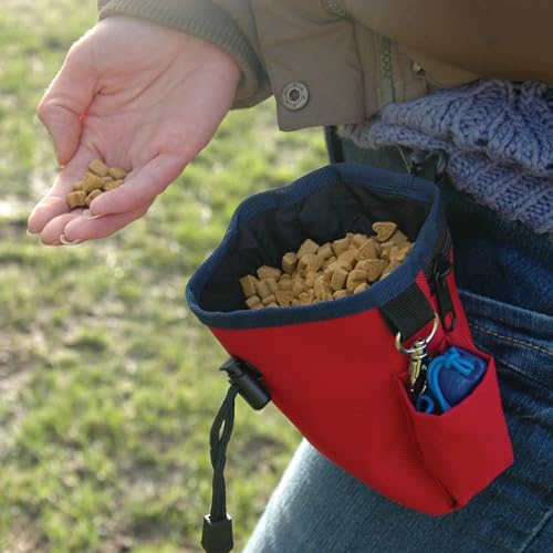 Company of Animals Treat Bag, Red, Zipped Pockets & Drawstring, Clips on Belt, Waistband or Pocket, Waterproof Treats Pouch, Ideal for Dog Walking & Puppy Training - color: Red