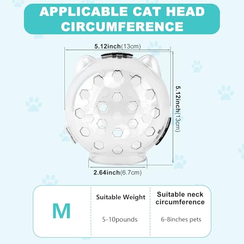 Cat Muzzle for Grooming, Adjustable Breathable Transparent Cat Astronaut Helmet with 4 Silicone Paw Shoes for Bath Nail Trimming(M for 5-10lbs Pets) - size: M (for 5-10lbs Pets)