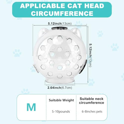 Cat Muzzle for Grooming, Adjustable Breathable Transparent Cat Astronaut Helmet with 4 Silicone Paw Shoes for Bath Nail Trimming(M for 5-10lbs Pets) - size: M (for 5-10lbs Pets)