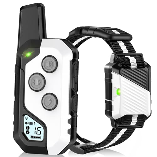 Shock Collar for Dogs, IP67 Waterproof Dog Training Collar with Remote, 3 Training Modes with Beep, Vibration, and Safe Static, Rechargeable E Collar for Large Medium - color: White, size: 1 Pack