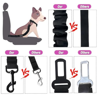 COOYOO Dog Seat Belt, Durability Retractable Dog Car Harness Adjustable Dog Seat Belt for Vehicle Nylon Pet Safety Seat Belts Heavy Duty & Elastic - color: Set 01 Pack C-Pink
