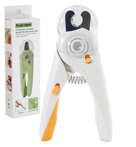 Pet Nail Clipper with Light for Cats & Small Dogs Puppies, Ultra Bright LED to Illuminate Nail Bloodline to Avoid Over Cutting, Extra-Sharp and Durable Cat Claw Trimmer with Nail File (White) - color: White
