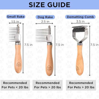 Dog Dematting Brush & Rake, Detangler Brush for Dogs, Comb Tool for Grooming, Best for Doodles, Poodles, Goldendoodles, Cats & Other Pets, Matted Fur Removal On Undercoat [We Love Doodles] - size: Dematting Rake Regular