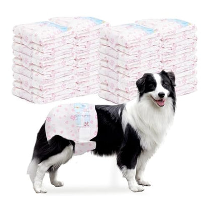Disposable Dog Diapers Female 90 Count Doggie Diapers for Female Dogs (Waist 16-22 in XL) Super Absorbent Extra Large Dog Pads for Heat Excitable Urination or Incontinence - Pink - size: Extra Large