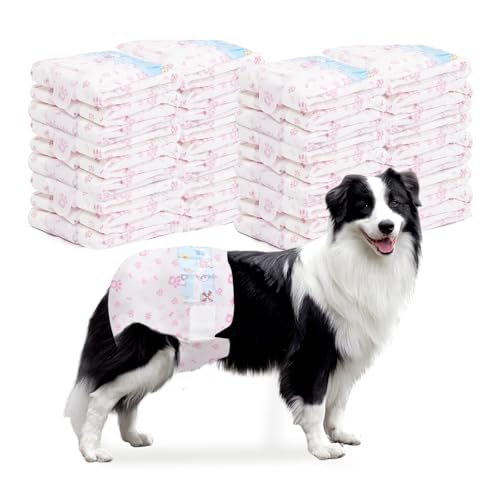 Disposable Dog Diapers Female 90 Count Doggie Diapers for Female Dogs (Waist 16-22 in XL) Super Absorbent Extra Large Dog Pads for Heat Excitable Urination or Incontinence - Pink - size: Extra Large