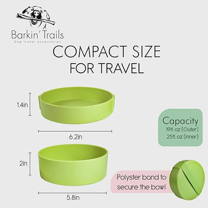 Barkin’ Trails Travel Dog Bowls, Portable Outdoor Water, BPA-Free, Food Grade Plastic Dog Travel Bowl, Camping Essentials & Container (Matcha) - color: Matcha
