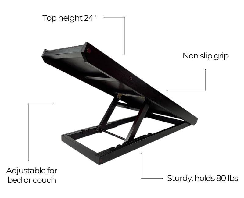 AlphaPaw - Original Natural Wood PawRamp for Small & Large Dogs - No Assembly Required - Adjustable Height Pet Ramp for Bed, Couch, Stairs (Dark Brown) - color: Darkbrown