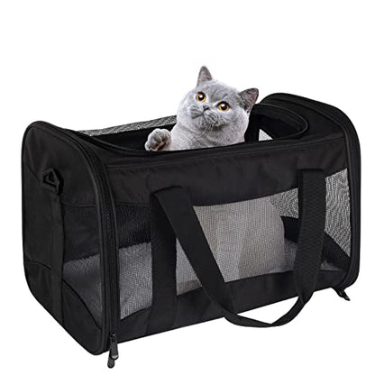 Cat Carrying Case - Pet Carrier Airline Approved, Protable and Breathable Pet Travel Carrier Removable Fleece Pad, Collapsible Cat Carrier Dog Carrier for Medium Cats Small Cats Dogs (X-Large, Black) - color: black, size: 20.0"L x 13.0"W x 13.0"H
