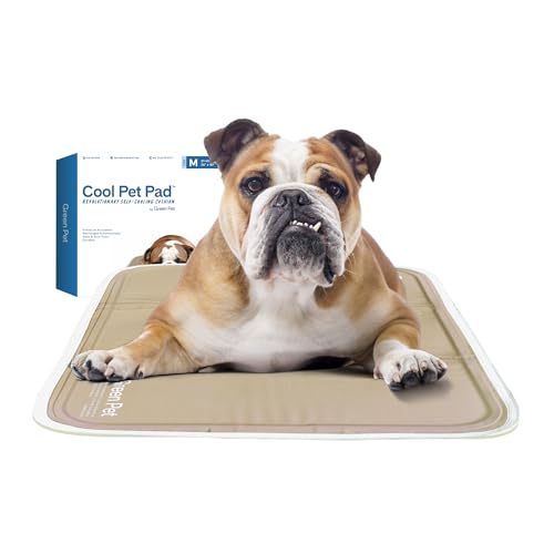 The Green Pet Shop Cool Pet Pad - Medium, Iced Latte - Self-Cooling, Pressure Activated Mat for Dogs & Cats from 21-45 lbs - Non-Toxic Gel, No Water Needed - color: Iced Latte, size: Medium