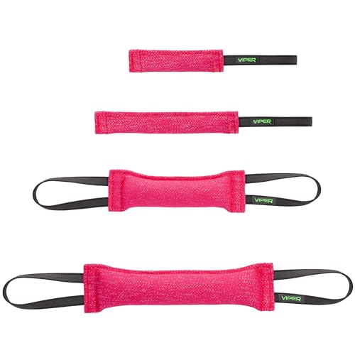 Viper Heavy Duty French Linen Dog Bite Tug Toy - K9 Trainer, Tough and Durable for Dogs Shutzhund IPO K-9 - Pink - 12in L x 2in W - color: Pink, size: 12in L x 2in W