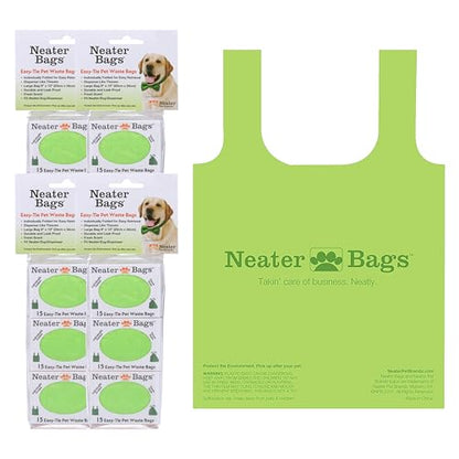 Neater Pet Brands Neater Bags Dog Waste Bag, No Rolls to Fuss With - Dog Poop Bags Dispense One at a Time, Doggie Poop Bag with Easy-Tie Handles (180 Count) - size: 1 Count (Pack of 180)