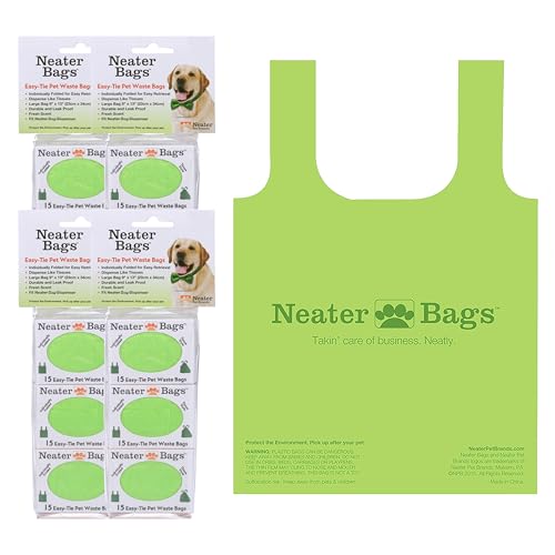 Neater Pet Brands Neater Bags Dog Waste Bag, No Rolls to Fuss With - Dog Poop Bags Dispense One at a Time, Doggie Poop Bag with Easy-Tie Handles (180 Count) - size: 1 Count (Pack of 180)