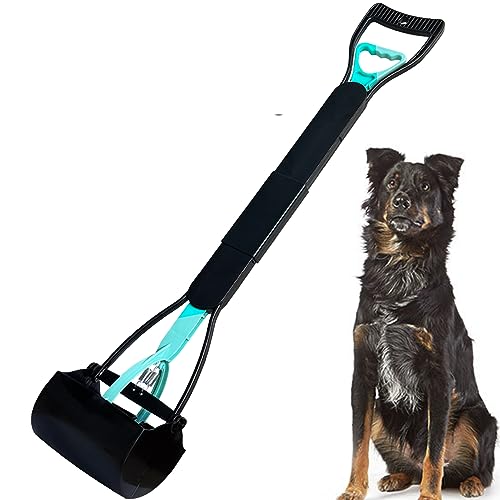 ienjoyed 32" Tall Pooper Scooper, Large Pooper Scooper for Dogs Heavy Duty, Dog Pooper Scooper with Long Handle & High Strength Durable Spring, Foldable Dog Poop Pick Up (Bottom Seamless) - size: 32-inch(Bottom Seamless)