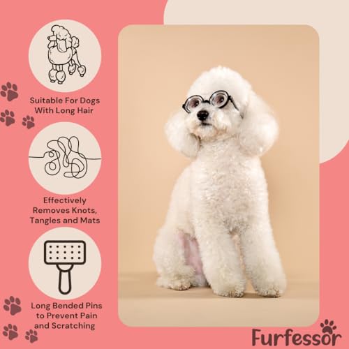 Professional Large Slicker Brush for Dogs (Goldendoodles, Labradoodles, Poodles, Golden Retrievers and more) Pet Grooming Brush with Long Stainless steel Pins for Dematting