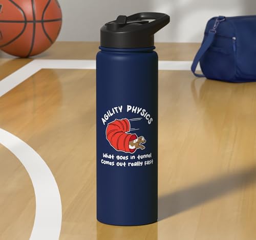 Dog Agility Design For Dog Handler - What Goes In Tunnel Stainless Steel Insulated Water Bottle - color: Navy Blue