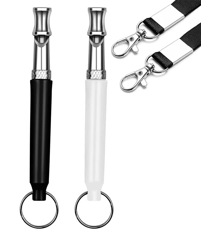 Dog Whistle to Stop Barking, Adjustable Pitch Ultrasonic Silent Dog Whistle, Professional Dog Training Whistle for Recall & Obedience, with Lanyard