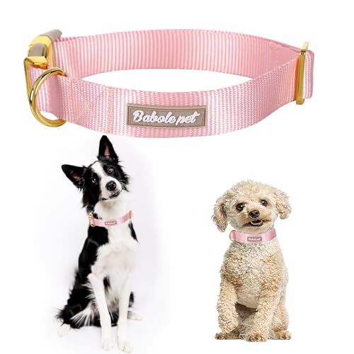 Nylon Dog Collar - Adjustable Pink Soft Webbing Dog Collars for Small Medium Large Dogs Boy Girl Puppy Collar with Safety Metal Buckle S - color: Nylon-Pink, size: S