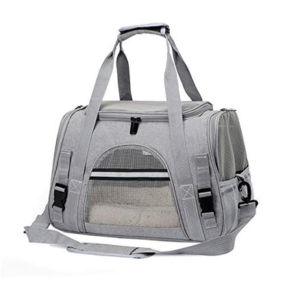 Cat Carrier Bag, Airline Approved Soft Carrier for Cats & Small Dogs | Airline approved pet carrier for pets under 15lb, breathable mesh with privacy cover, lightweight, foldable & washable - color: grey
