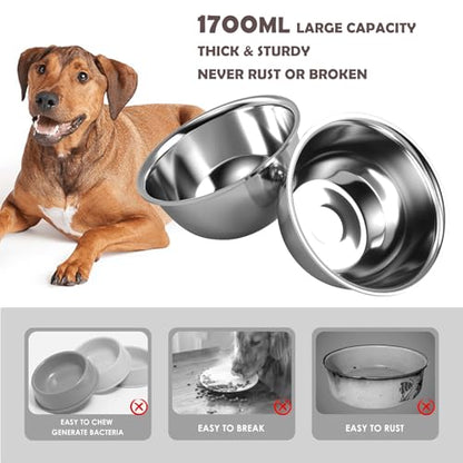 SHAINFUN Elevated Dog Bowls with Slow Feeder & Mat for Medium Large Dogs, Adjustable Height, Raised Dog Bowl Stand with 2 Stainless Steel 58oz Bowls, Tall Dogs Food Water Bowl Wooden & Metal Holder - color: Coffee-1.7L